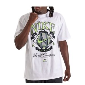 NWT Max 90 World Champion Mens Short Sleeve Shirt (White/Green) Medium